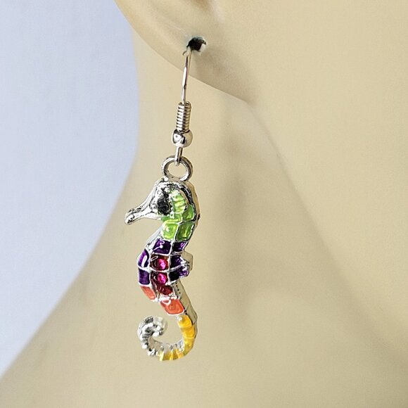 Seahorse Colourful Earrings - Picture 2 of 10